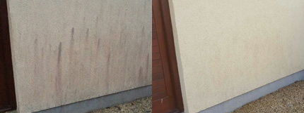 Wall render- before and  after render cleaning